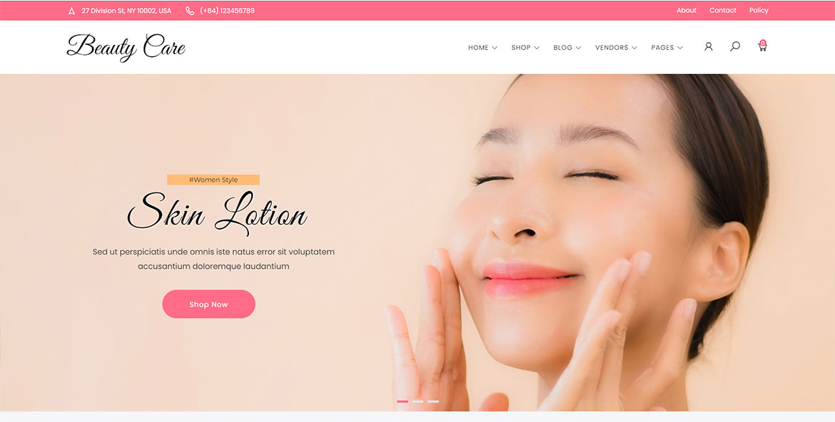 Sitio web para el cuidado de la belleza