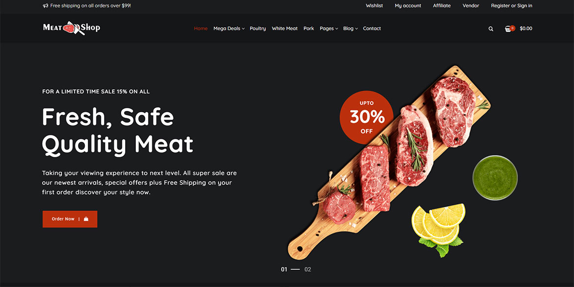 Sitio web para tienda de carne