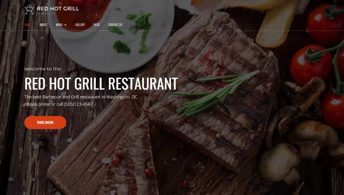 Sitio web de Red Hot Grill