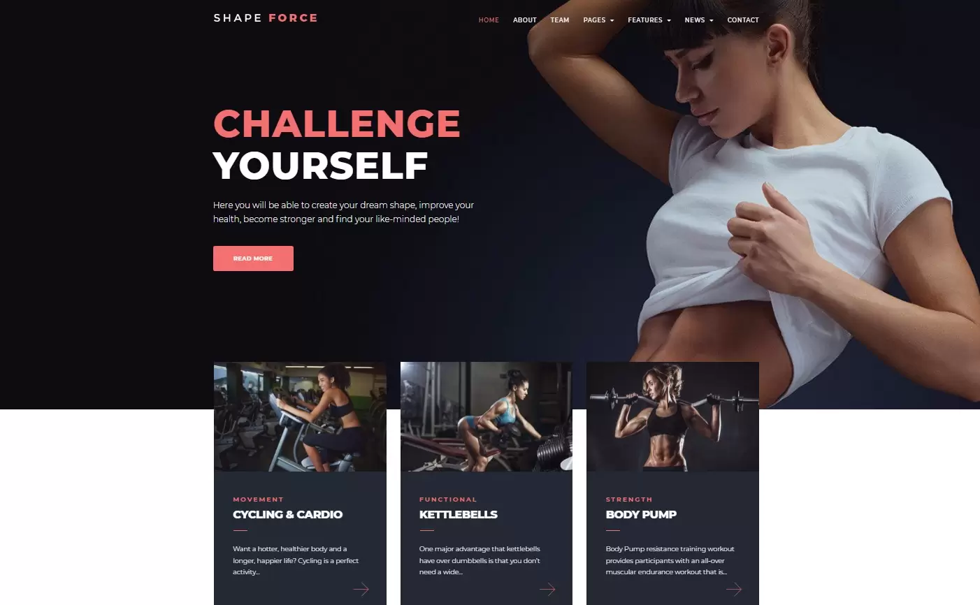 Sitio web para fuerza de forma